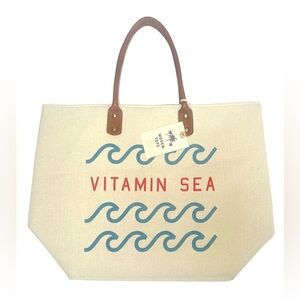 Vitamin Sea Canvas Tote Bag - Cream and Brown